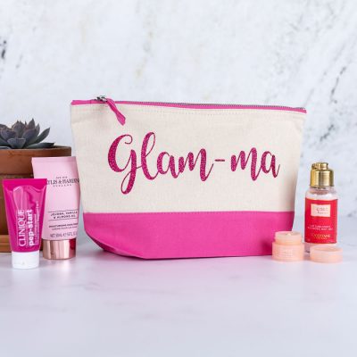 Glam-ma wash bag - pink bag, pink glitter, regular