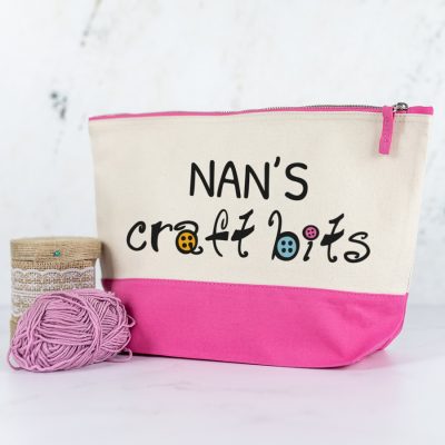 Personalised Craft Bag - Pink, Large