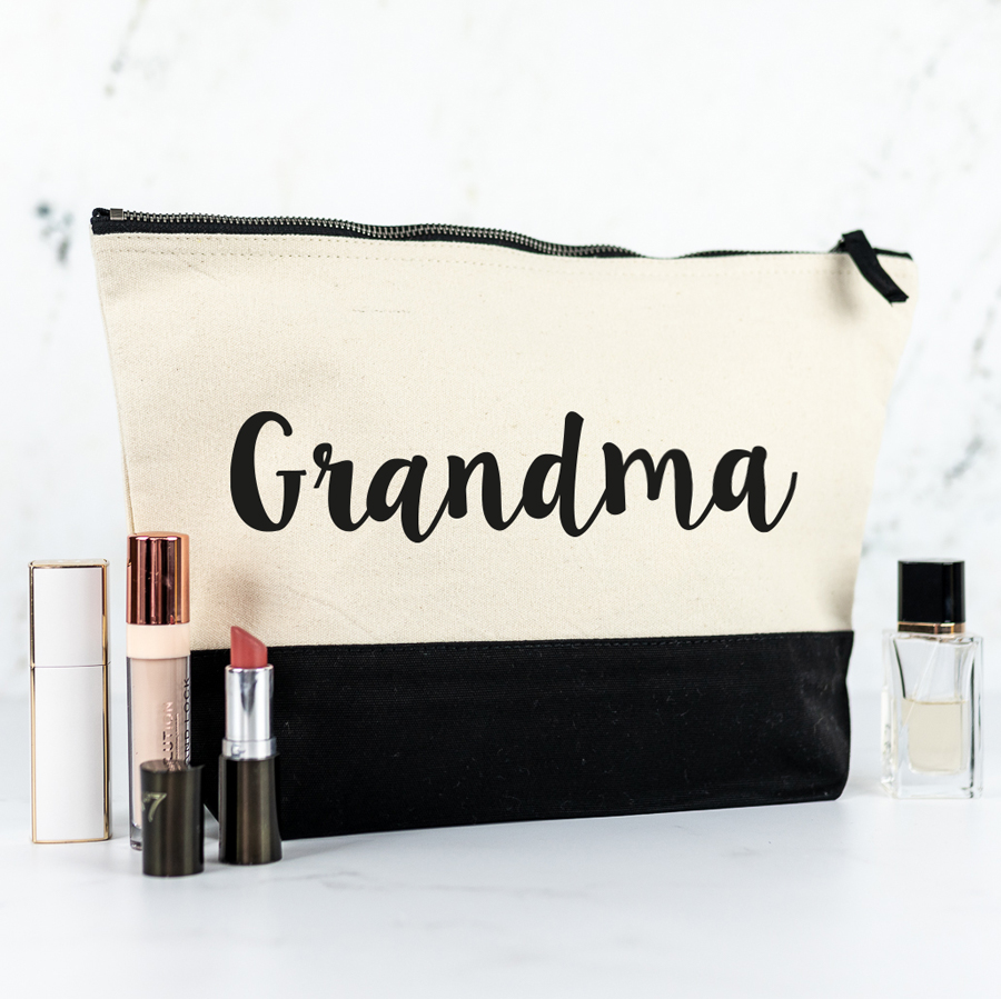 Personalised Name Wash Bags - Black, Large