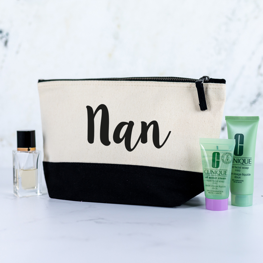 Personalised Name Wash Bags - Black, Regular