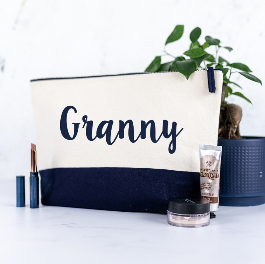 Personalised Name Wash Bags - Navy, Large