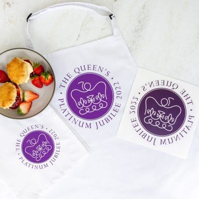 Official Platinum Jubilee Bundle option 2 with apron, tea towel and window sticker