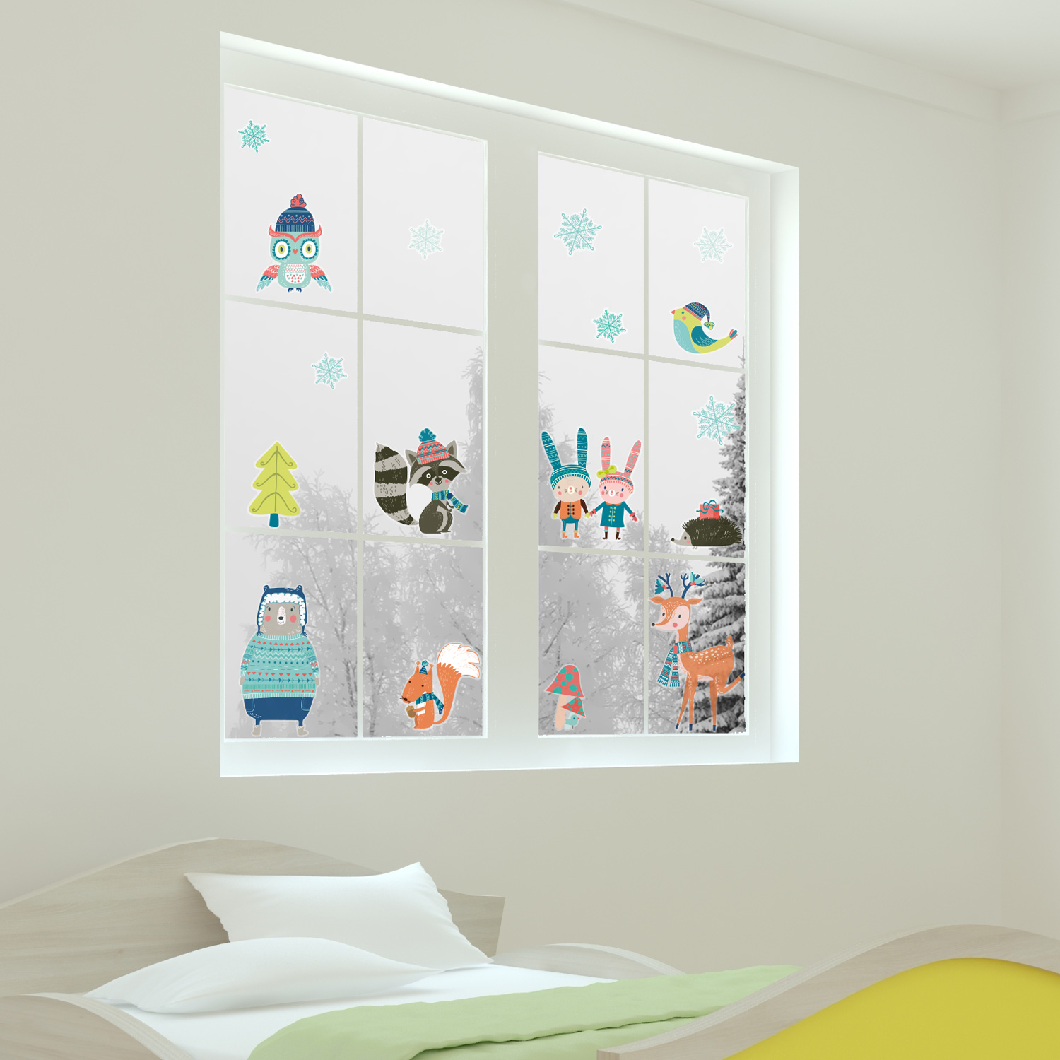 Winter Woodland Animal Window Stickers  Christmas Window  Stickerscape