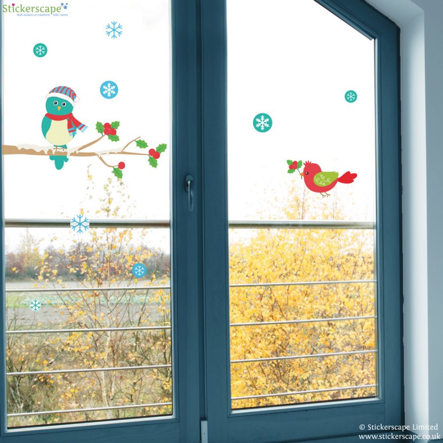 Christmas birdies window stickers | Christmas window stickers | Stickerscape | UK