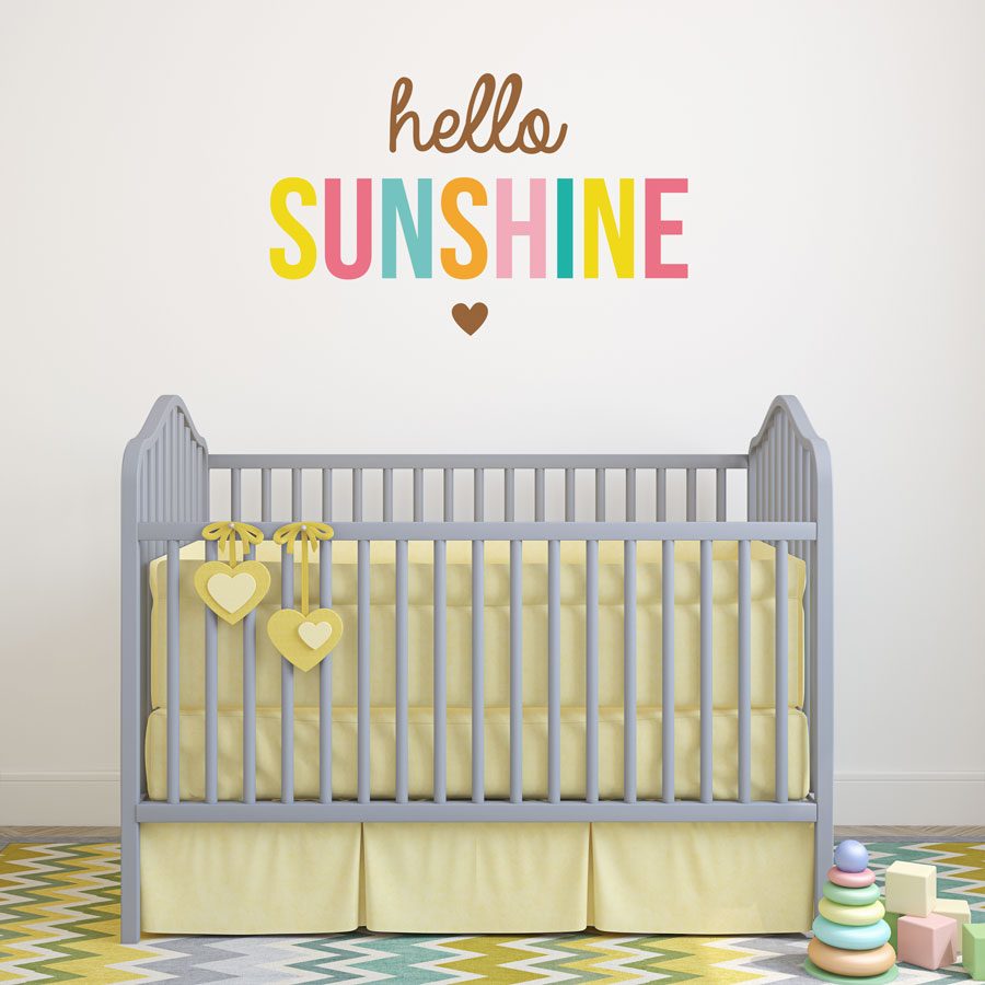 Hello Sunshine wall sticker quote | Nursery wall stickers | Stickerscape | UK