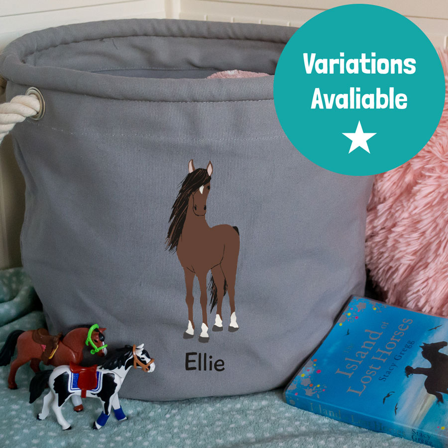 Personalised pony storage trug (Grey - Small)