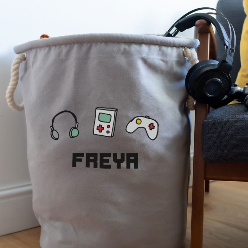 Personalised gaming storage trug (Grey - Large) perfect for gaming peripherals in