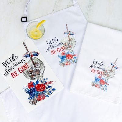 Be gin bundle option 2 featuring apron, tea towel and window sticker