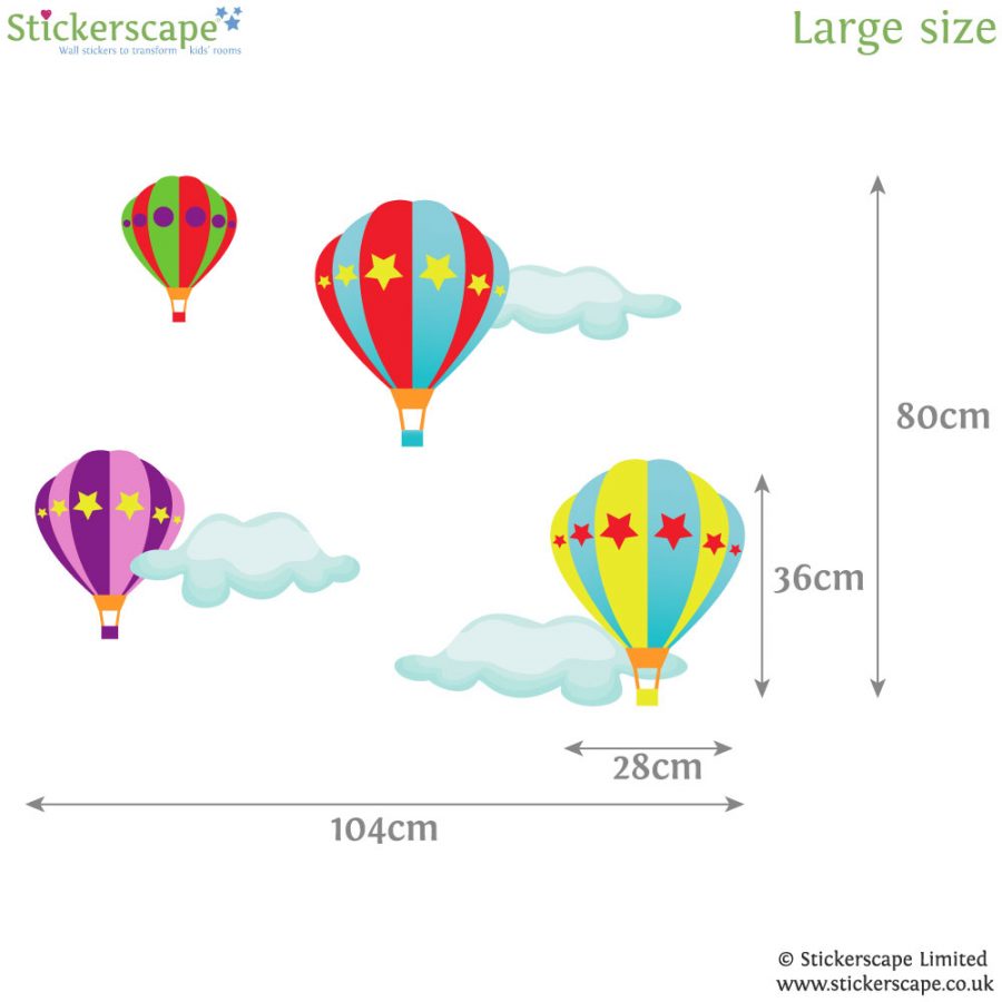 Hot air balloon wall stickers (Large size) | Transport wall stickers | Stickerscape | UK