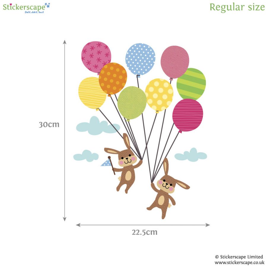 Bunnies with balloons wall sticker | Nursery wall stickers | Stickerscape | UK