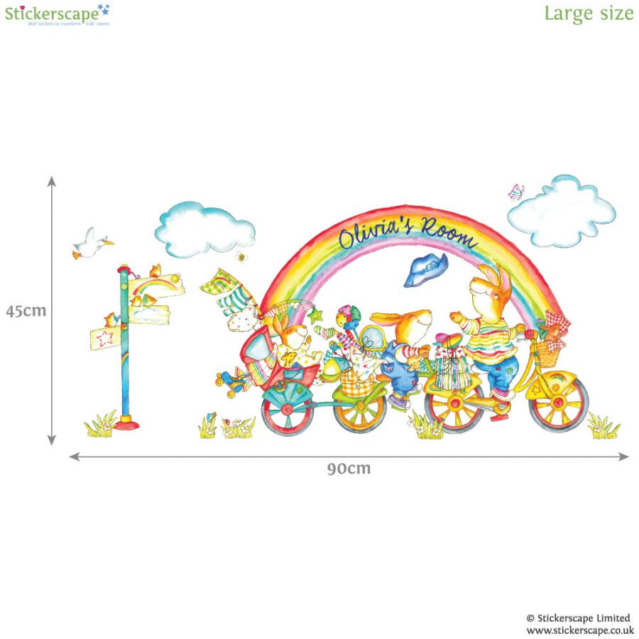 Personalised rainbow bike wall sticker | Emma Vallis | Stickerscape | UK