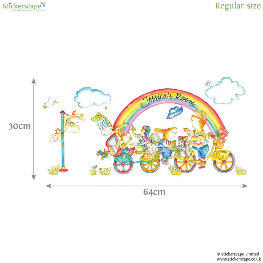 Personalised rainbow bike wall sticker | Emma Vallis | Stickerscape | UK