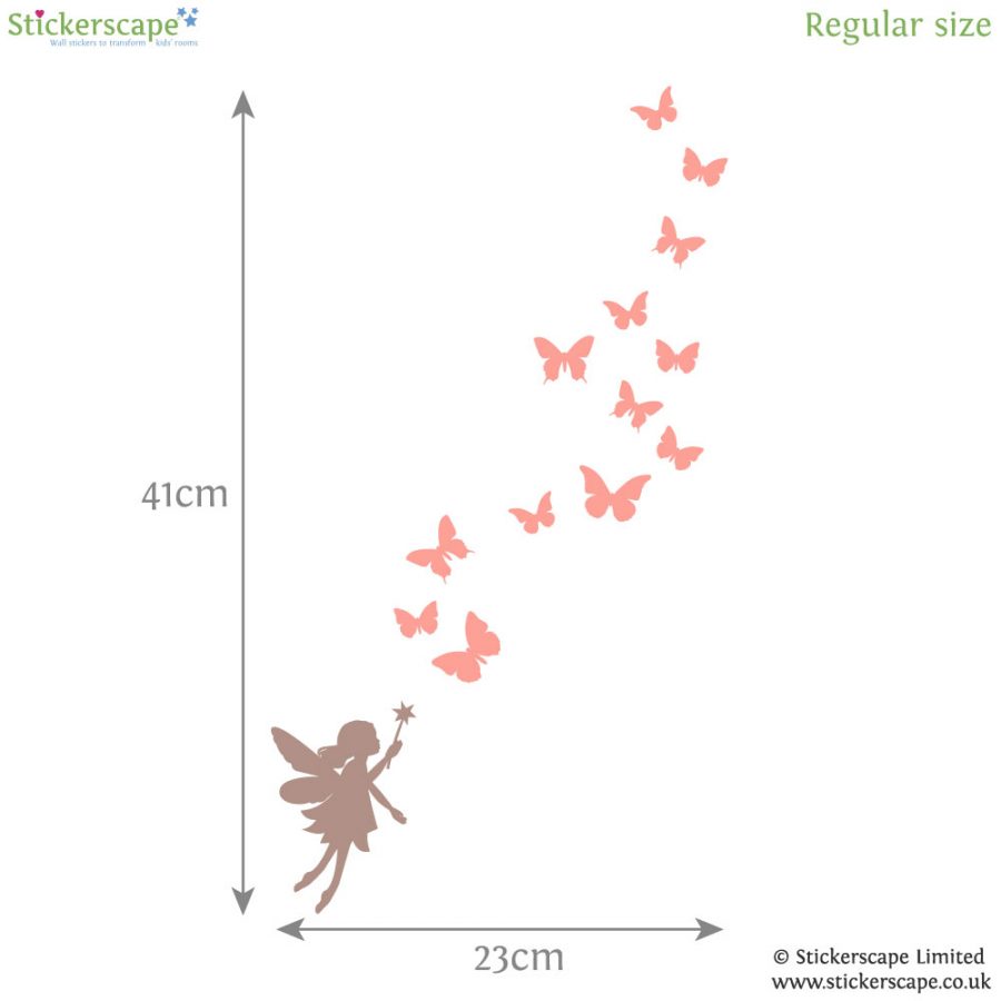 Fairy and butterfly wall stickers (Regular size) | Fairy Princess wall stickers | Stickerscape | UK