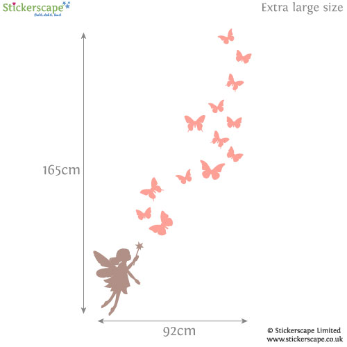 Fairy and butterfly wall stickers (Extra garge size) | Fairy Princess wall stickers | Stickerscape | UK