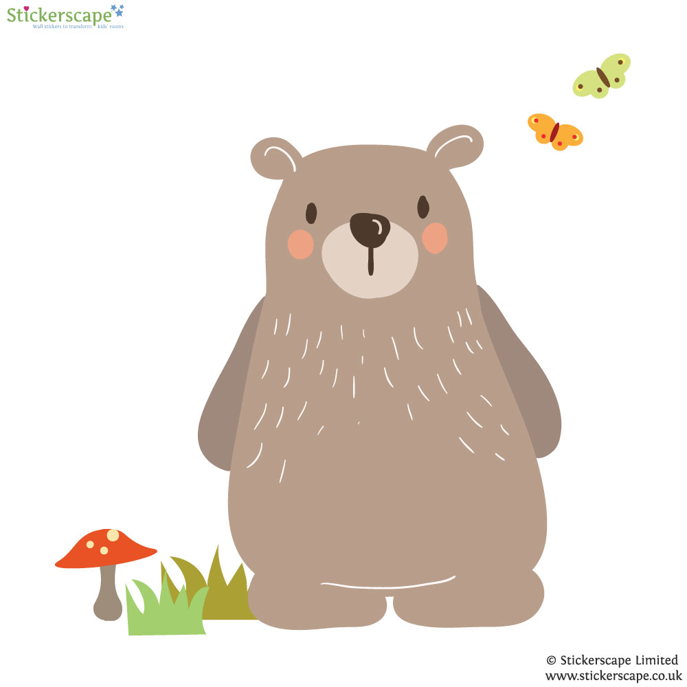 Woodland bear wall sticker set Stickerscape UK
