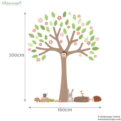 Woodland Tree with blossom and woodland critters wall stickers | Woodland Friends | Stickerscape | UK