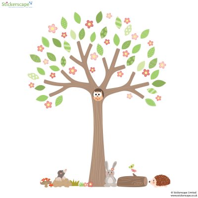 Woodland Tree with blossom and woodland critters wall stickers | Woodland Friends | Stickerscape | UK