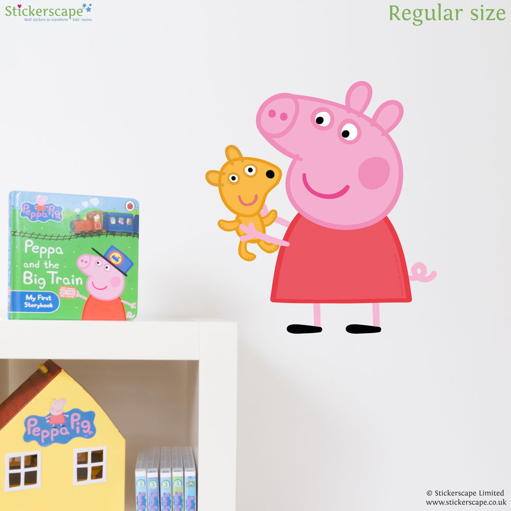 Official Peppa Pig and George Pig on space hoppers wall stickers, Wall  decor