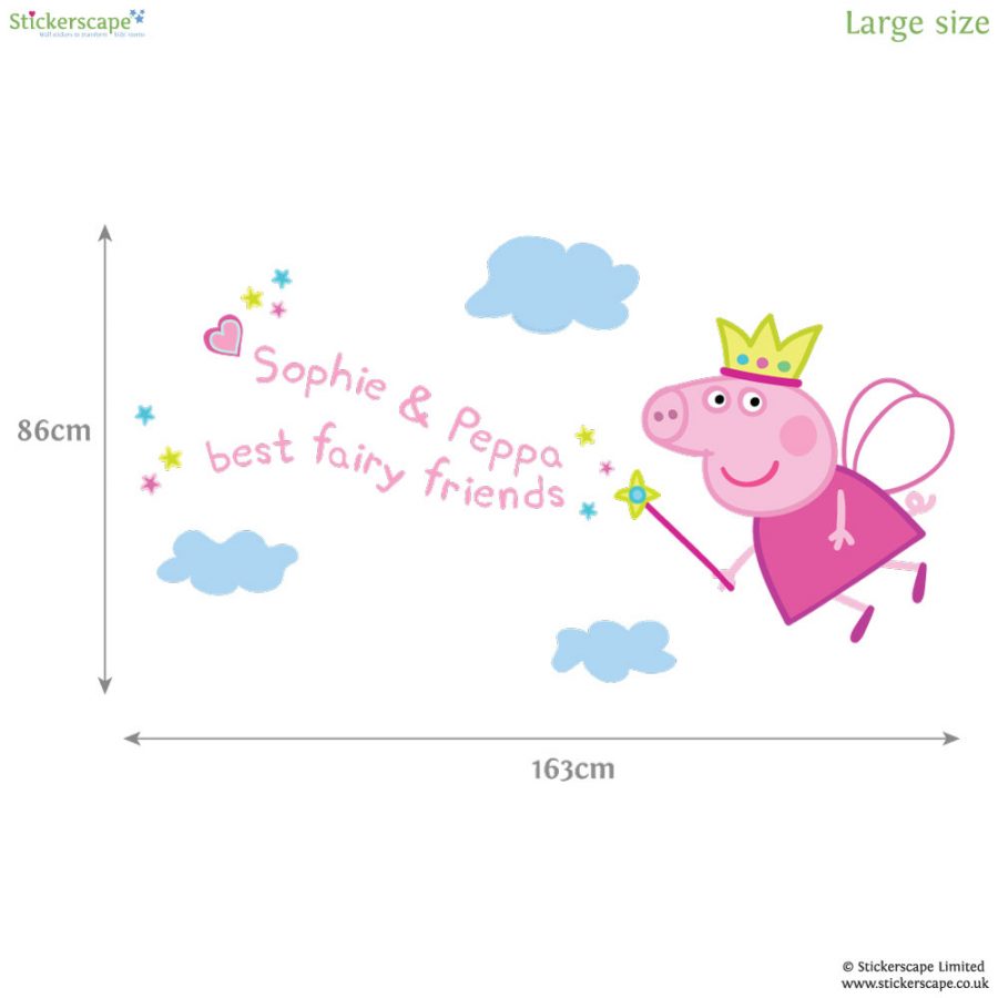 Fairy Princess Peppa Pig wall sticker (Large) | Peppa Pig wall stickers | Stickerscape | UK