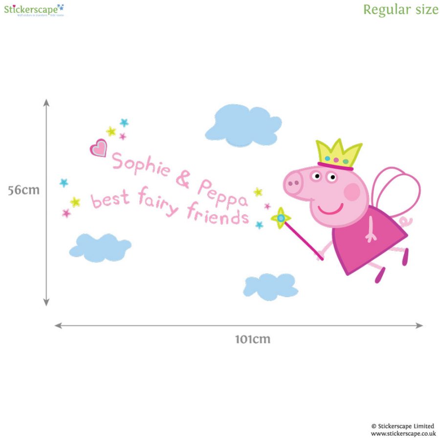 Personalised Fairy Peppa Pig wall sticker (Regular size) | Peppa Pig wall stickers | Stickerscape | UK