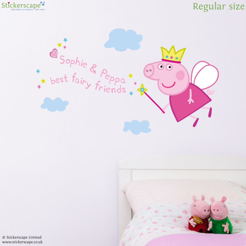 Personalised fairy princess Peppa wall sticker 