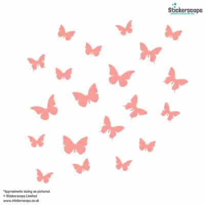 Butterfly Wall Stickers in pink on a white background