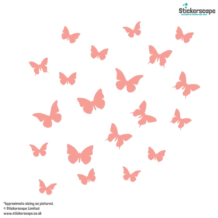 Butterfly Wall Stickers in pink on a white background