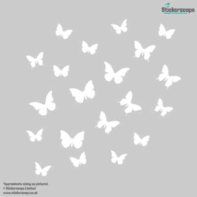 Butterfly Wall Stickers in white on a grey background