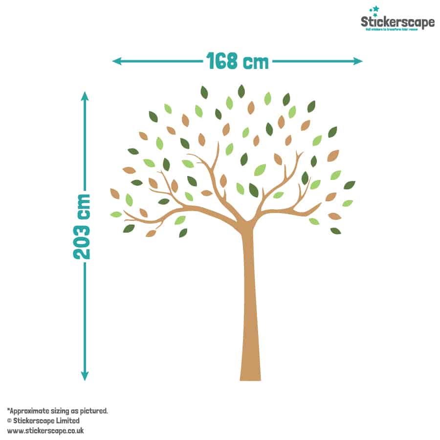 Woodland Tree Wall Sticker size guide
