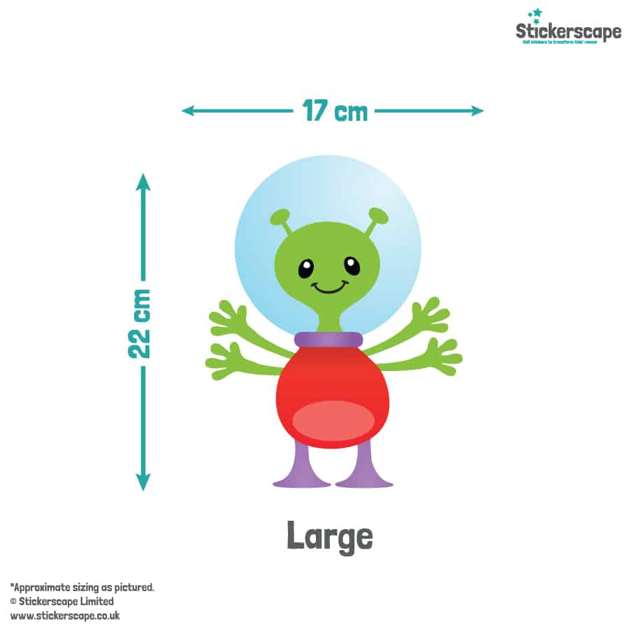 Alien Family Wall Stickers large size guide