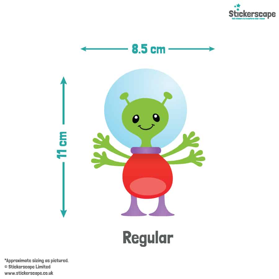 Alien Family Wall Stickers regular size guide