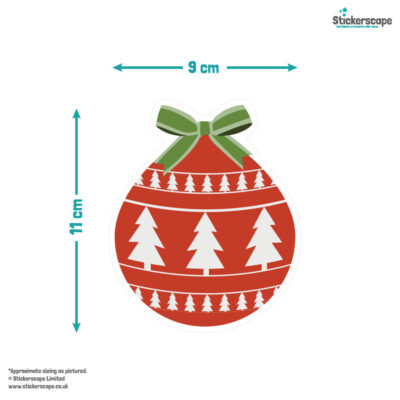 Christmas Bauble Window Stickers dimensions