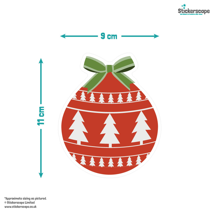 Christmas Bauble Window Stickers dimensions