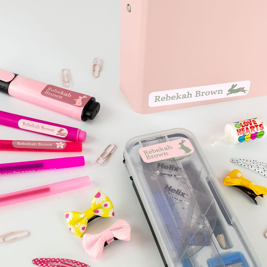 Bunny Stick On Name Labels on stationery