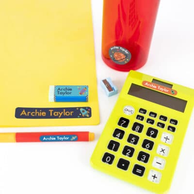 Space Stick On Name Labels on stationery