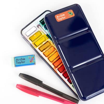 Space Stick On Name Labels on stationery