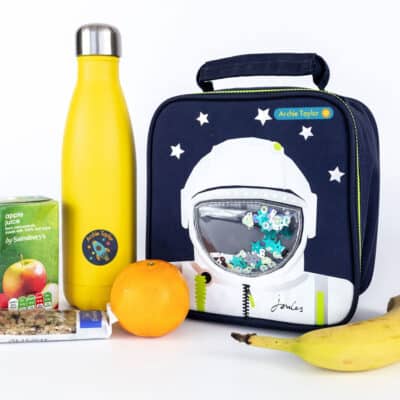 Space Stick On Name Labels on water bottles and lunch boxes