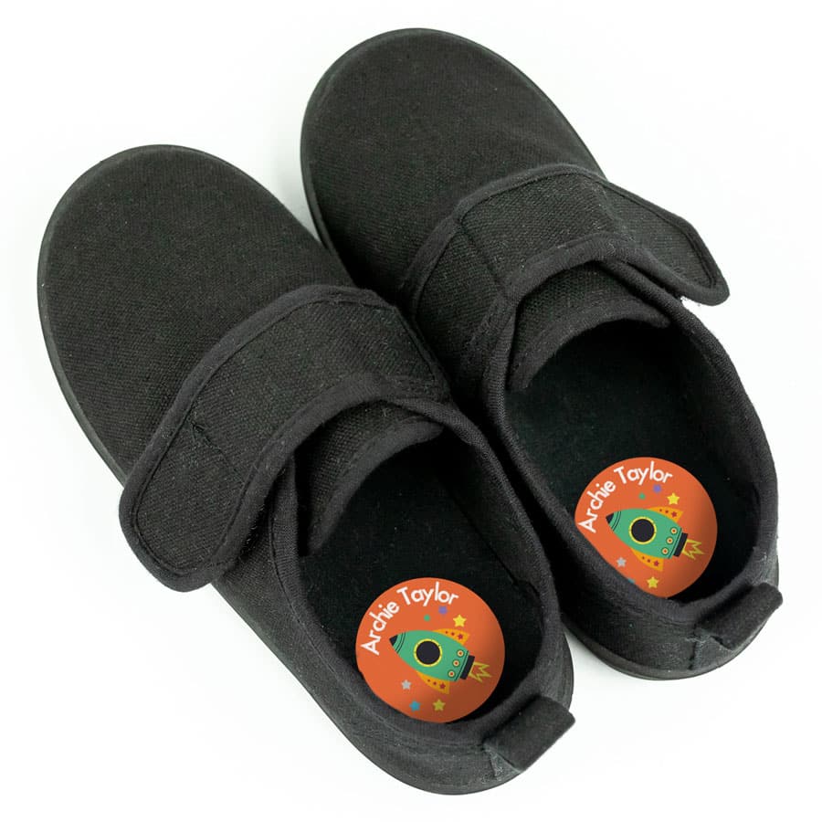 Space Stick On Name Labels on shoes