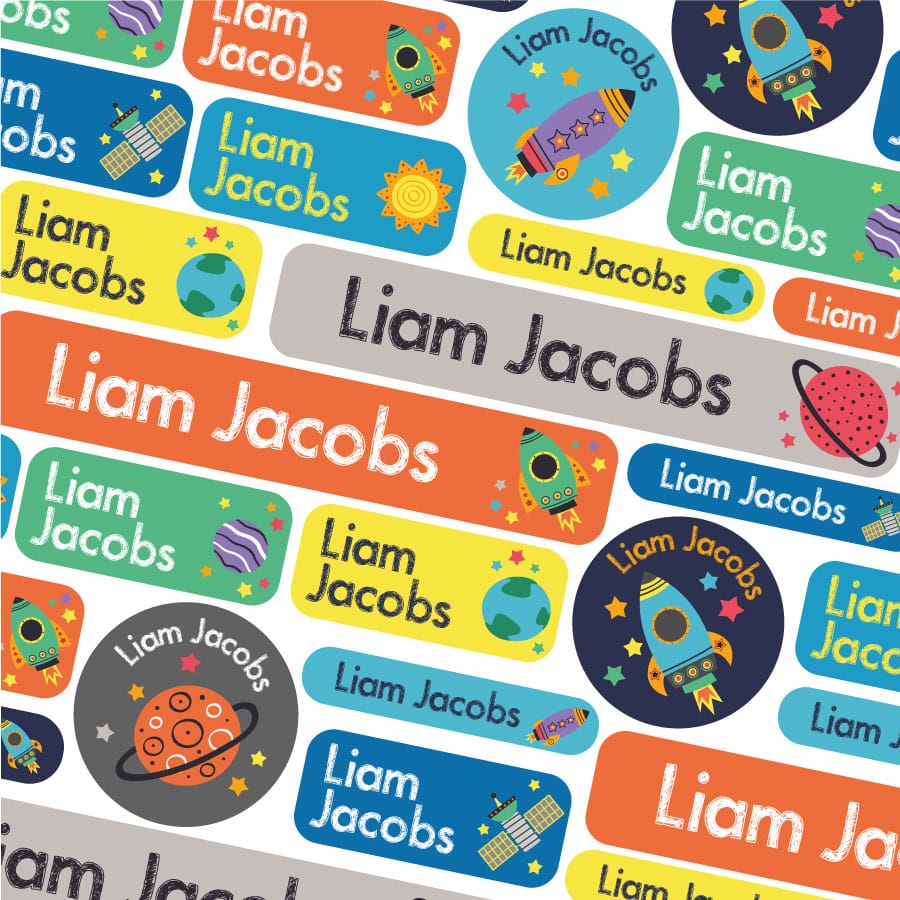 Space Stick On Name Labels