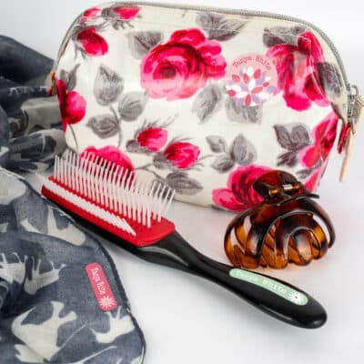 Flowers Name Labels on hair brush and toiletries bag