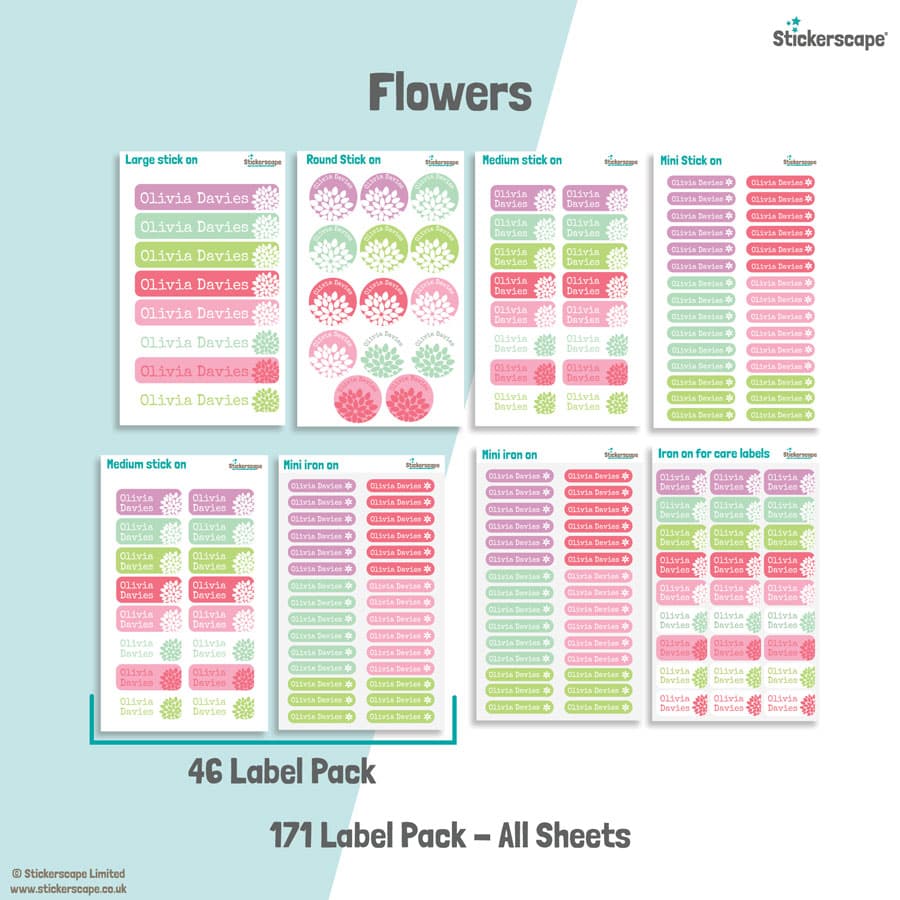 flowers name labels layout image