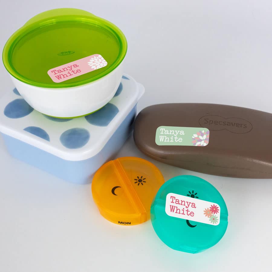 Flowers Name Labels on tupperware