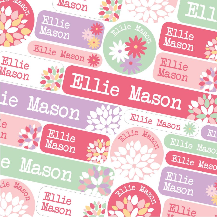 Flowers Stick On Name Labels
