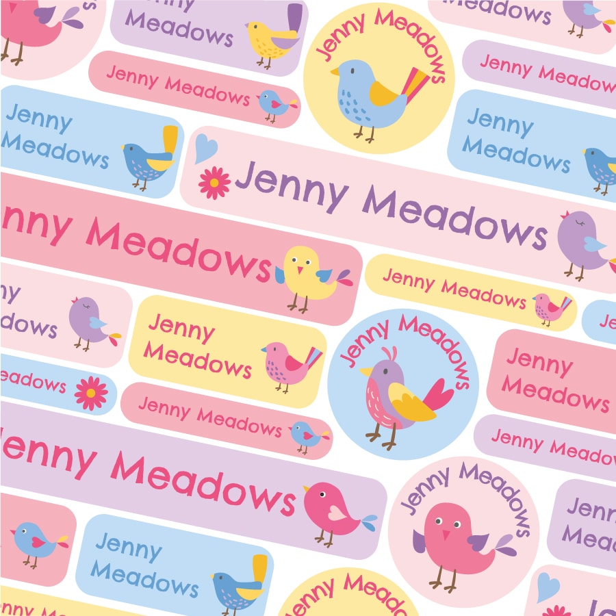 Birds Stick On Name Labels