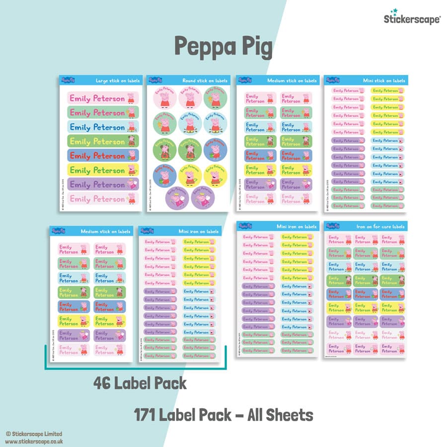 peppa pig name labels layout image