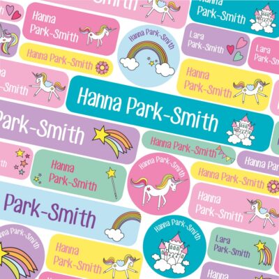 Unicorn school name labels