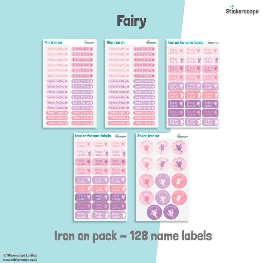 fairy iron on name labels sheet layout