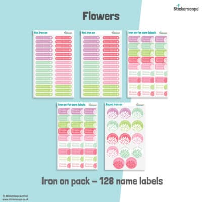 flowers iron on name labels sheet layout