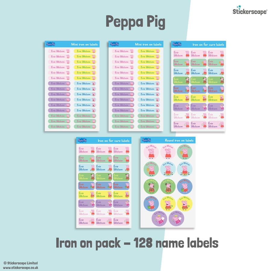 peppa pig iron on name labels sheet layout