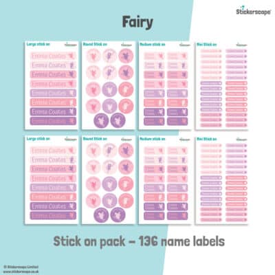 fairy stick on name labels sheet layout